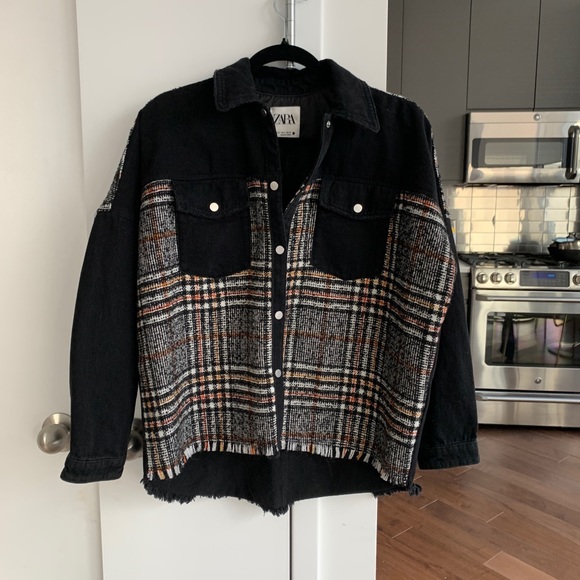 zara contrast denim jacket